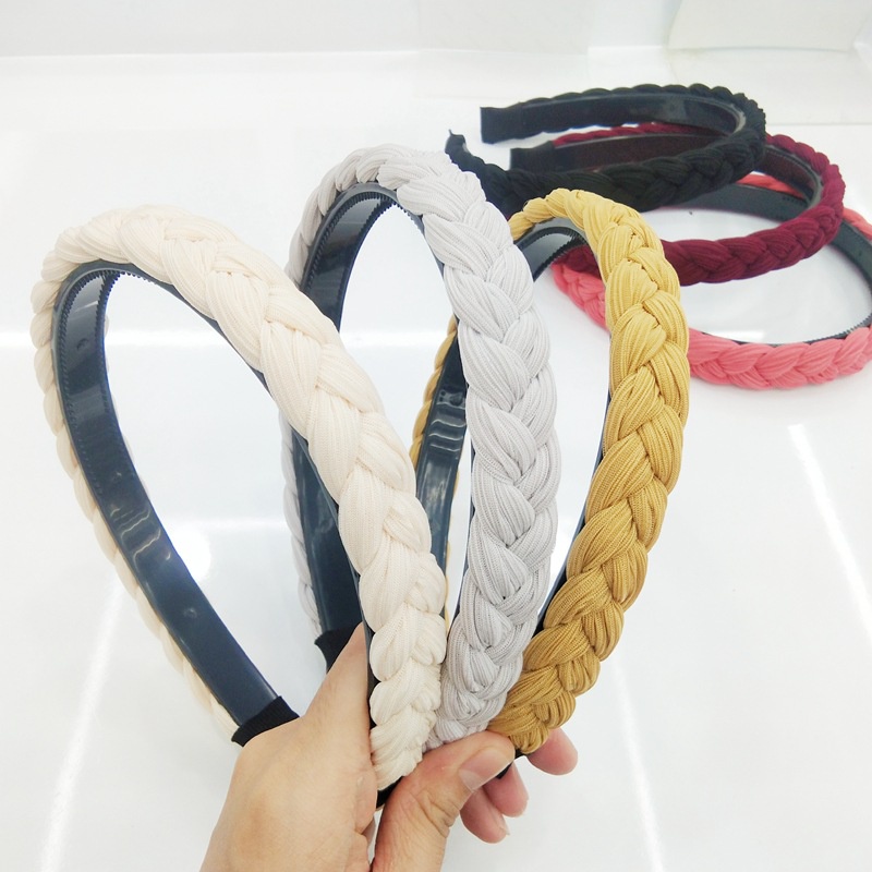 Haimeikang Phụ kiện tóc thời trang dành cho nữ Băng đô băng đô nhung bện màu rắn