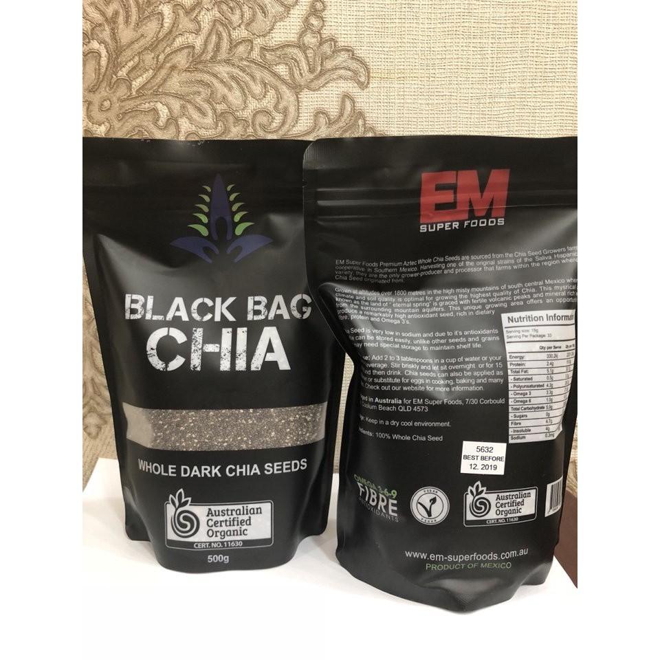 Hạt Chia ÚC Chính Hãng Black Túi Đen 500g Organic Chia Seeds Cao Cấp FREE SHIP Hạt Chia Úc Loại Đặc Biệt HCM