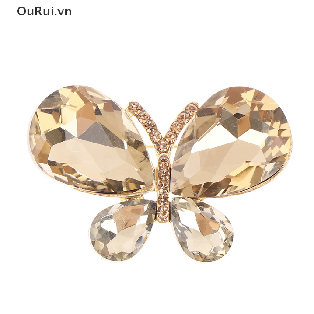 Ghim cài áo hình bướm đính đá pha lê thời trang sành điệu