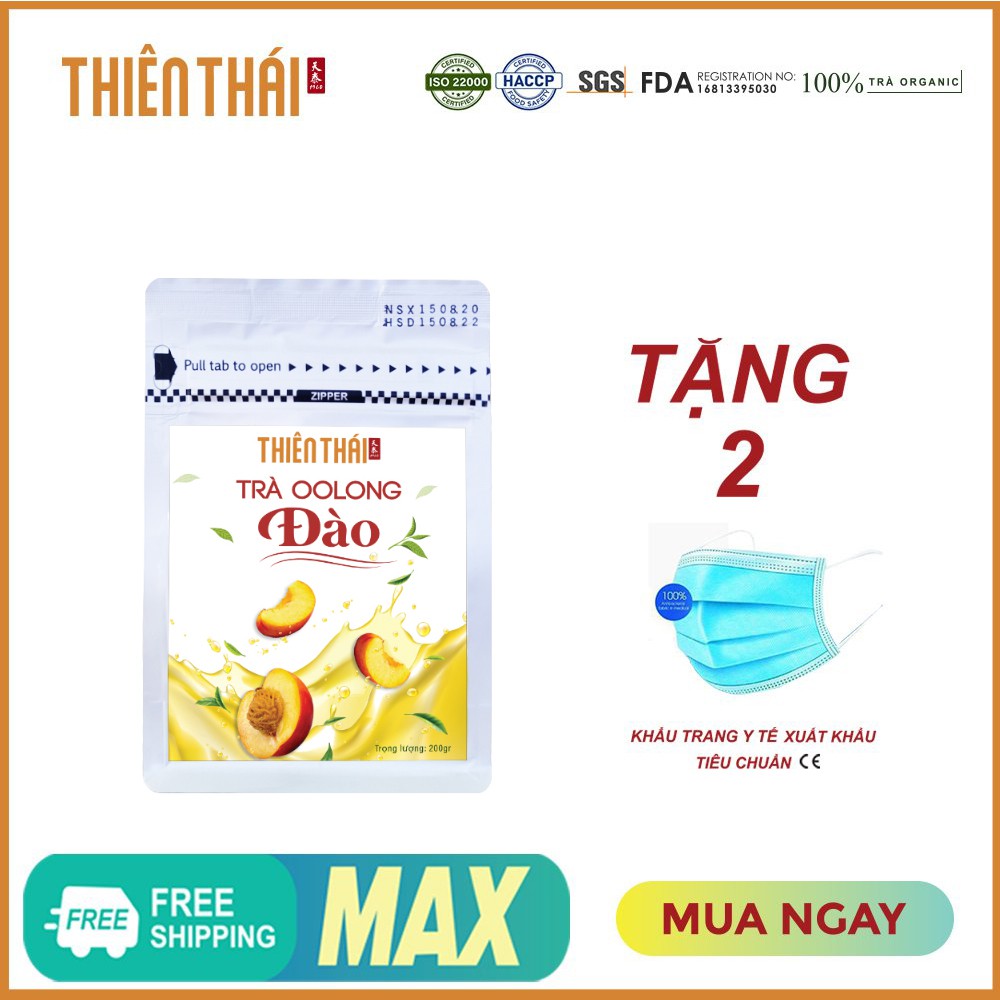 Trà Ô Long Đào Thiên Thái 200gr 100% trà tươi, tốt cho tim mạch, hỗ trợ giảm cân, giảm stress