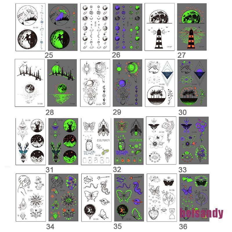 (Hàng Mới Về) Hình Xăm Dán Tạm Thời Phát Sáng Chống Nước Độc Đáo