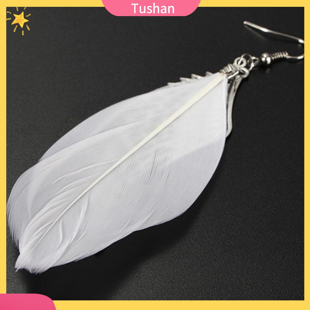 Hoa Tai Dáng Dài Hình Cánh Thiên Thần Phối Lông Vũ Thời Trang