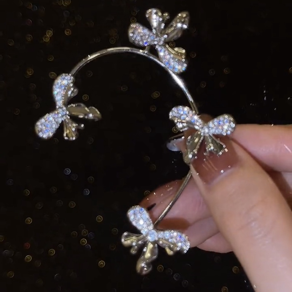 IF ME Bông Tai Hình Nơ Đính Đá Lấp Lánh Thời Trang Thanh Lịch Cho Nữ