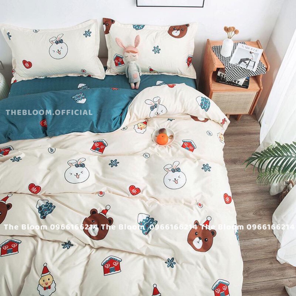 Set Chăn Ga Gối Cotton Poly 4 món - Gấu thỏ