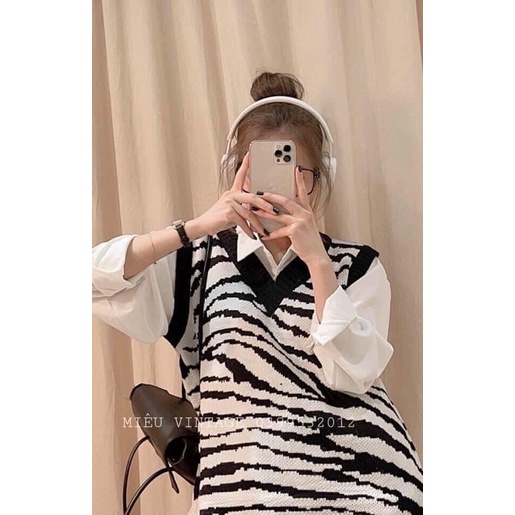 [ CÓ ẢNH THẬT + VIDEO TỰ QUAY ] Áo Gile Vằn Trắng Chất Len Dày Dặn Mix Đồ Lên From Cực Xinh Nha Hàng  QC L1 | BigBuy360 - bigbuy360.vn