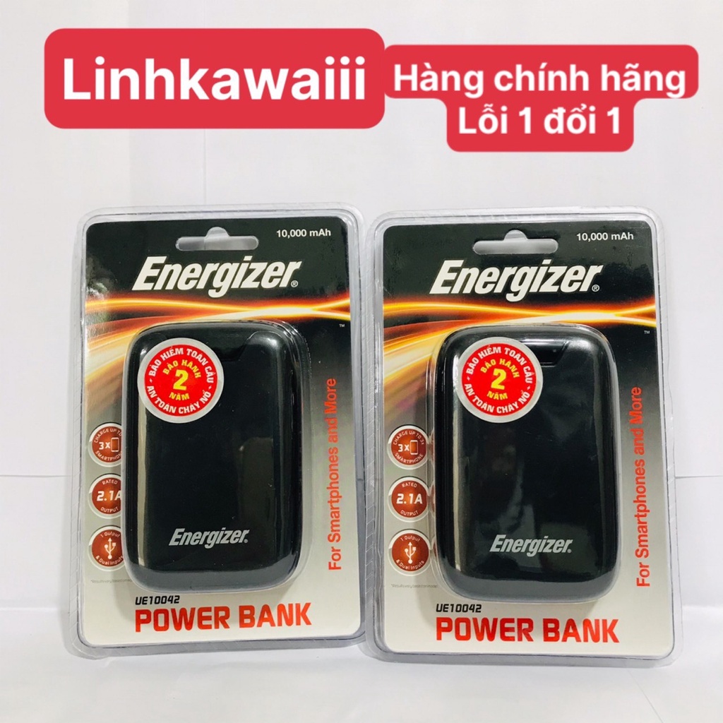 Sạc dự phòng Energizer UE10042 10,000mAh - Thiết kế siêu gọn nhẹ, 2 cổng input tiện dụng &amp; chuẩn sạc nhanh Fast Charge