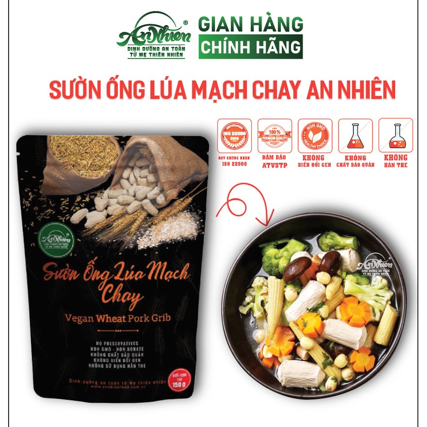 DINH DƯỠNG CAO Sườn Ống Lúa Mạch Chay An Nhiên 150g, Thịt Chay, Thực Phẩm Chay Dinh Dưỡng, Thuần Chay Healthy