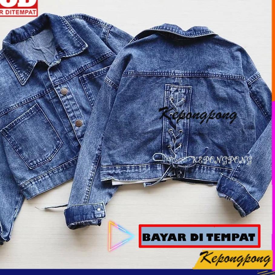 Áo Khoác Jeans Lưng Thắt Dây Phong Cách Hàn Quốc Cho Nữ