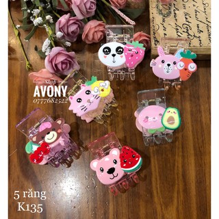 Bấu tóc càng cua 3 - 5 răng trong đính icon trái cây và thú