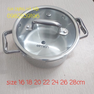 Nồi inox đáy liền Elmich Trimax Eco 3991 16cm 3992 18cm 3993 20cm 3994 22cm 3995 24cm 3996 26 cm 3997 28cm