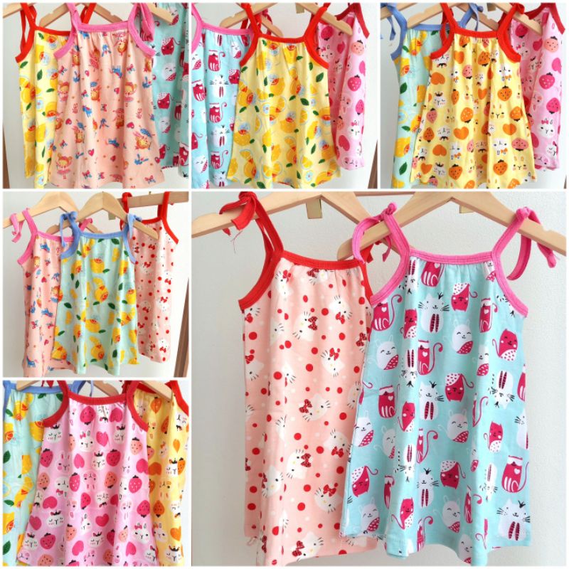 Váy 2 dây buộc nơ bé gái cotton xuất dư xinh xắn