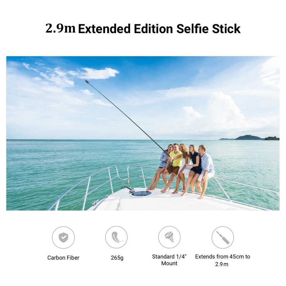 Gậy Tự Sướng 2.9m Bằng Sợi Carbon Cho Insta360 ONE X2 / X3 / ONE RS / ONE R / ONE X 290cm GoPro Insta 360