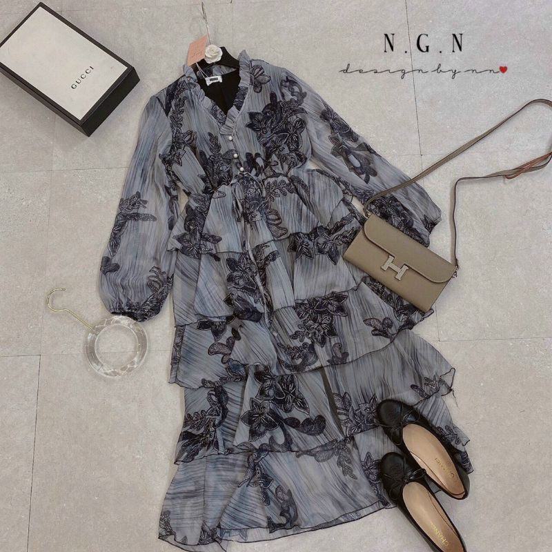 🌈 VÁY ĐẦM TƠ HOA DÀI 5 TẦNG SANG CHẢNH🍁 | BigBuy360 - bigbuy360.vn