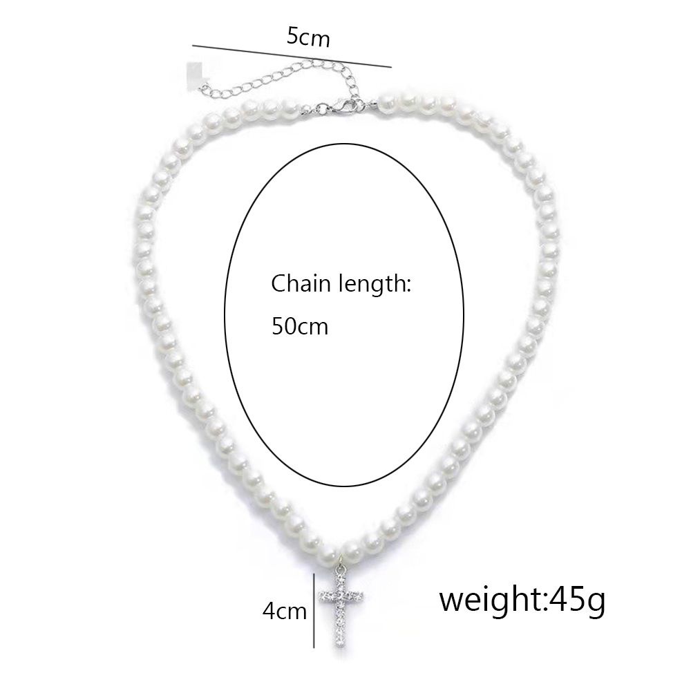 Vòng cổ dây xích ngọc trai phong cách punk thời trang cho nam