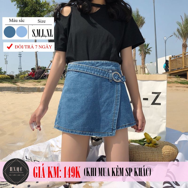 [SẴN] Quần shorts jean nữ giả váy lưng cao Ulzzang Quảng Châu QVJ28