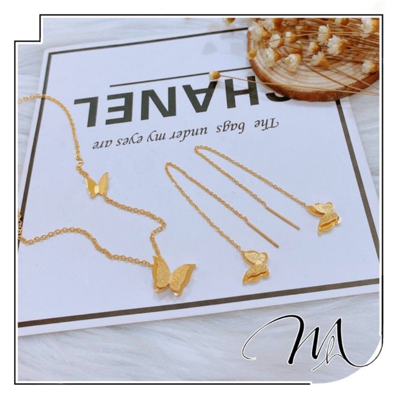 Dây chuyền nữ Titan cánh bướm phủ cát kim tuyến lấp lánh - Măng’s House DC72
