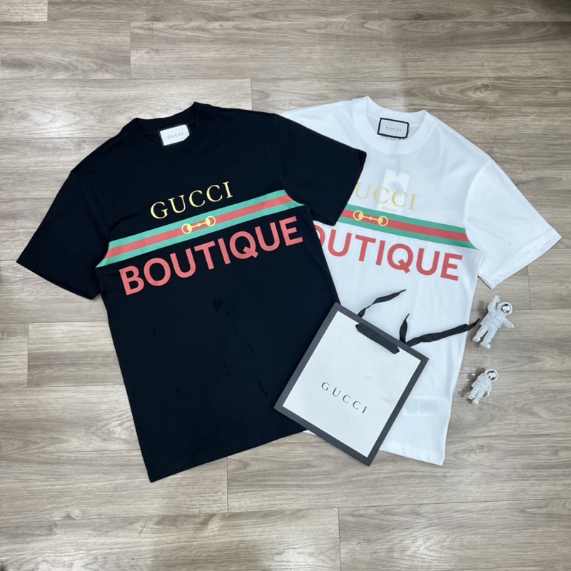 Áo Phông Cổ Tròn In G.C Boutique 2  Màu Trắng Đen