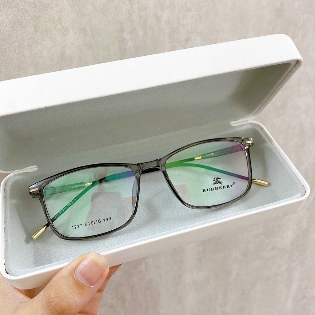 COMBO Kính Cận Nam Nữ Mắt Vuông Gọng Trong Dẻo BBR1217 + HỘP ĐỰNG