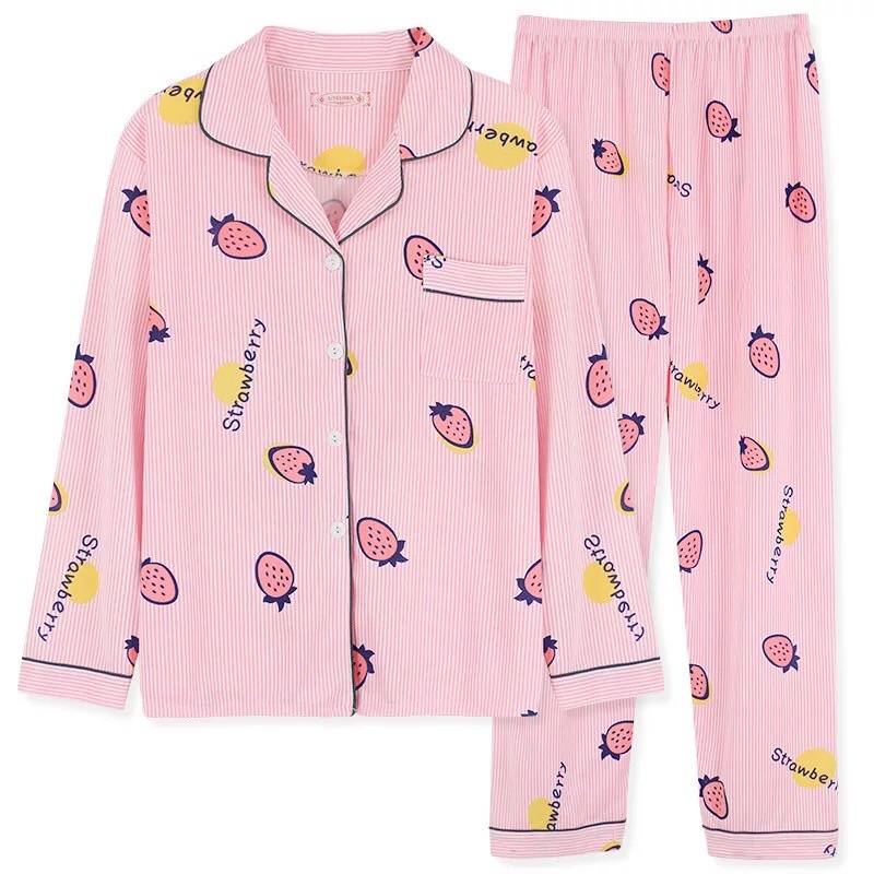 [Sẵn] Bộ Pyjama dài tay lookbook Hàng Quảng châu cực xinh