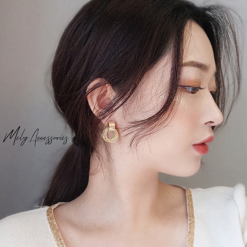 Bông tai tròn nhiều vòng mạ vàng cổ điển sang trọng dành cho nữ - Mely D2-29
