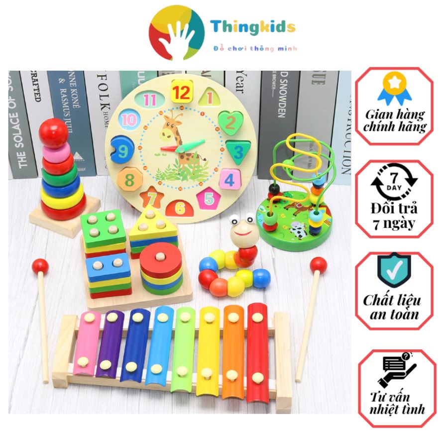 Combo 6 Món Đồ Chơi Gỗ Thông Minh An Toàn cho bé - Thingkids