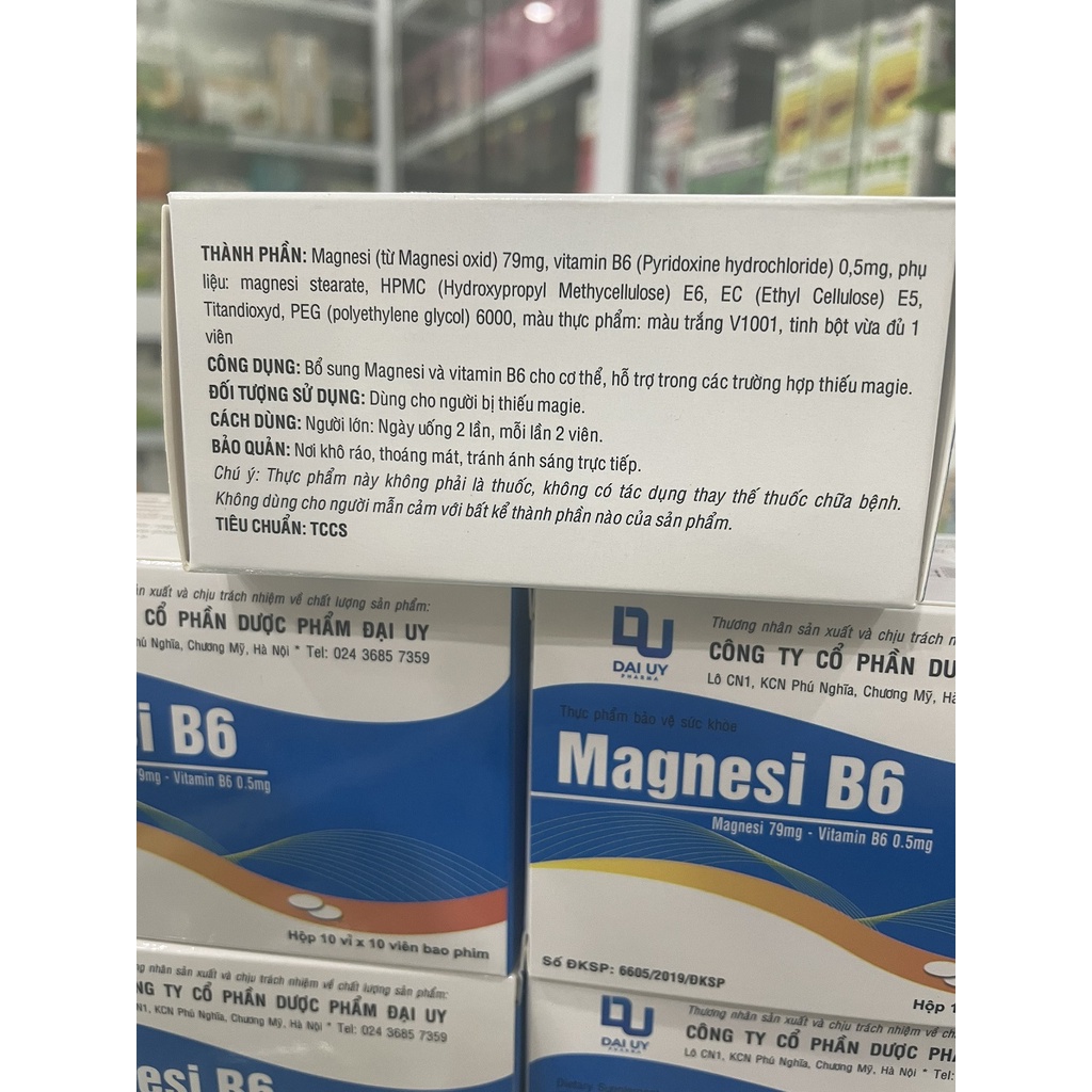 Viên uống Magnesi B6 Đại y bổ sung Magnesi và B6 giảm căng thẳng mệt mỏi hộp 100 viên