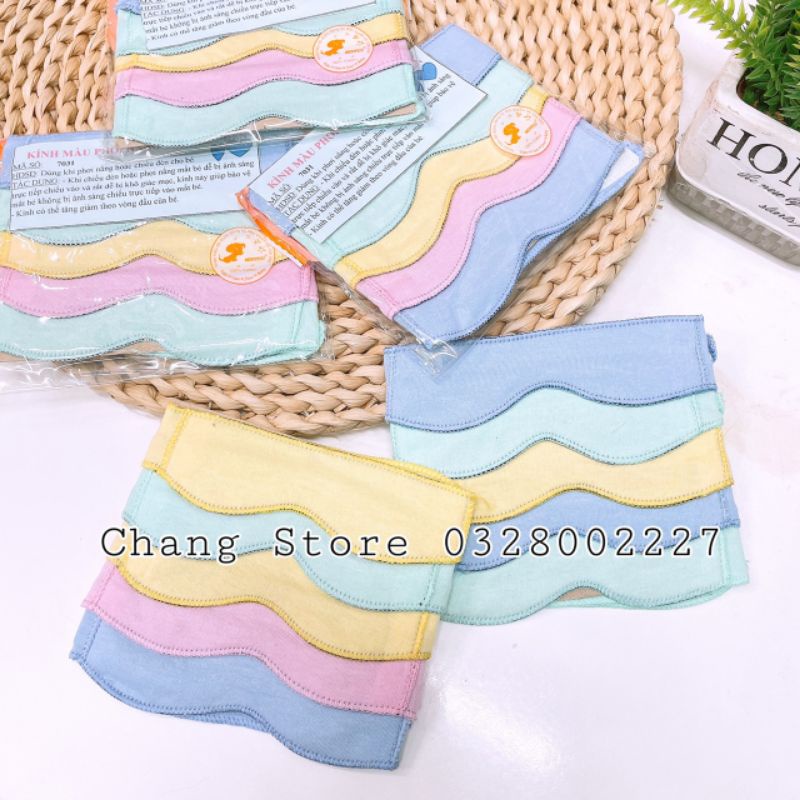 Bộ 5 che mắt Mintuu cho bé sơ sinh tắm nắng và chiếu đèn. Kính in bông