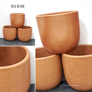 Chậu Đất Nung - Vân Gạch 15x15cm