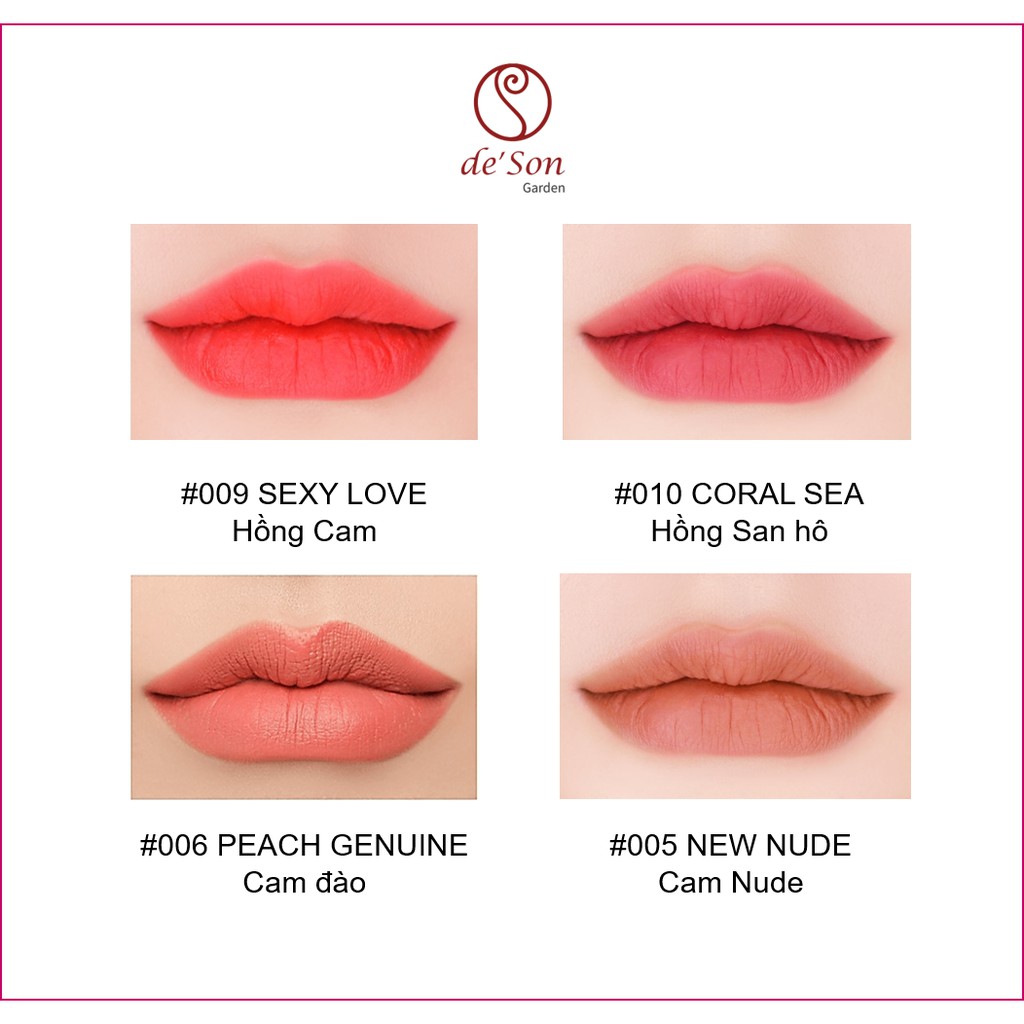 (Sẵn - 03 Màu Hot) Son Thỏi Lì De' Son Garden Matte Lipstick Không Chì Siêu Lì 5g Cực Hot 2020  - Mã S05 | BigBuy360 - bigbuy360.vn