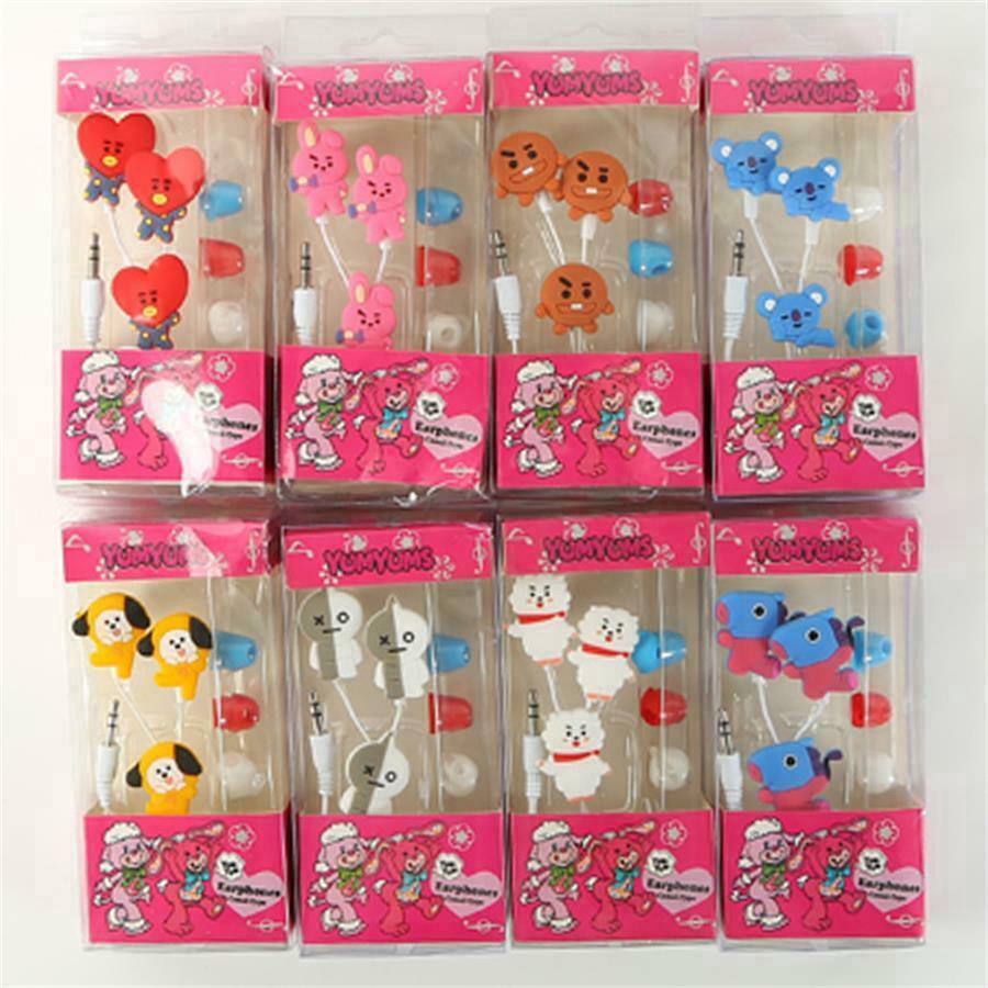 【READY STOCK】Tai nghe nhét tai BTS BT21 Tai nghe Earbud Tai nghe Gaya Kartun Anime Lucu