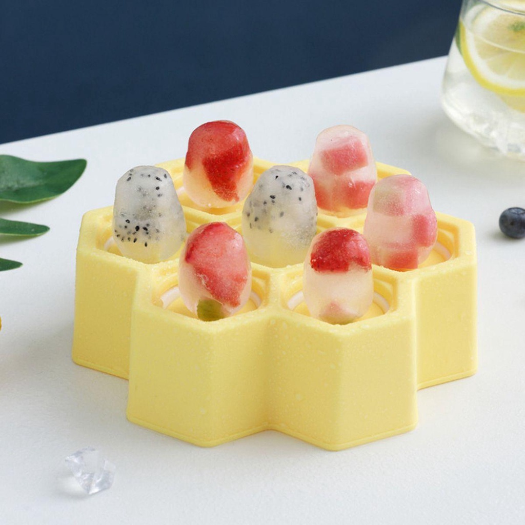 Khuôn Làm Kem Que Bằng Silicone Hình Tổ Ong Dễ Tháo Rời Tiện Dụng DIY