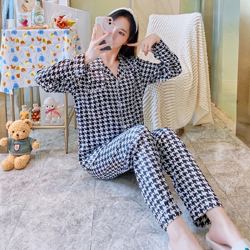 BỘ PIJAMA LỤA ZICZAC CAO CẤP - bộ ngủ hoạ tiết ziczac siêu xinh