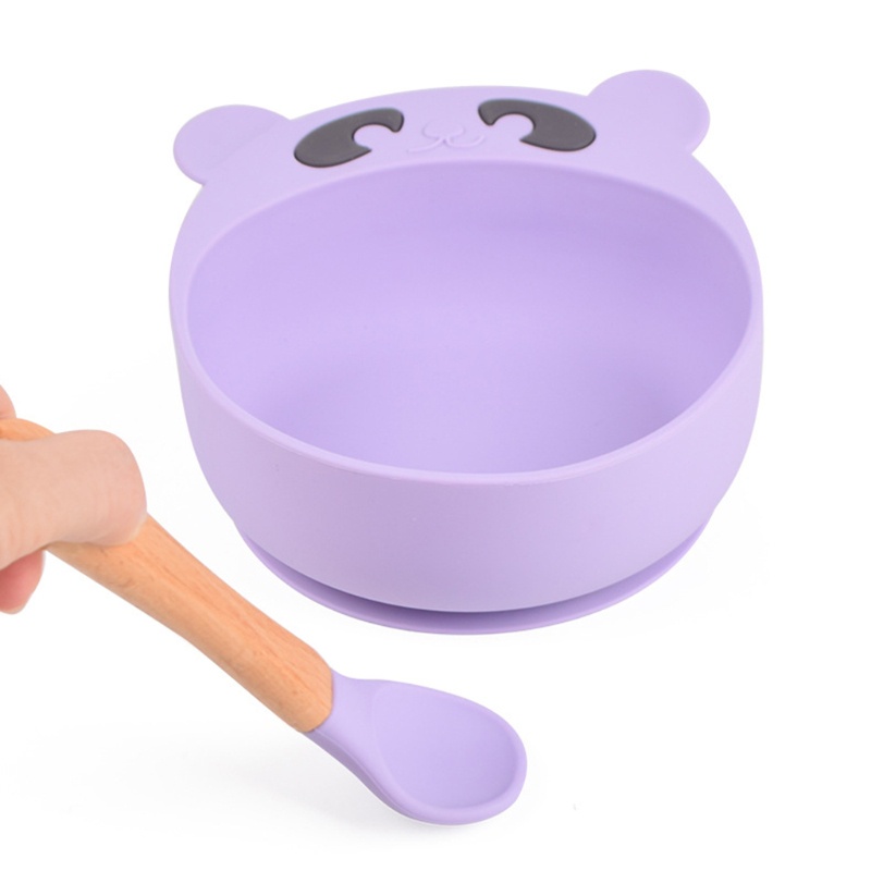 Bộ 3 Món Tô / Muỗng / Nĩa Silicone Có Giác Hút Chống Trượt Cho Bé Tập Ăn