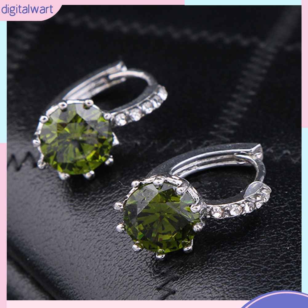 Khuyên tai tròn đính đá Zirconia thời trang cho nữ