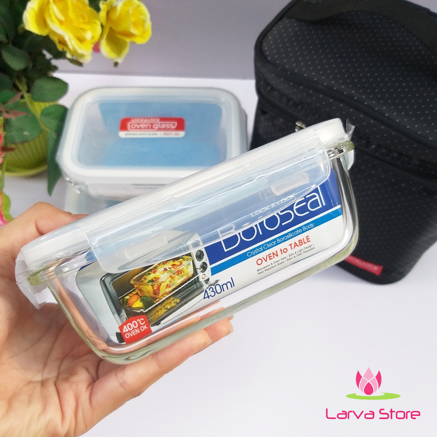 Bộ Hộp Cơm Thủy Tinh Chịu Nhiệt Lock&amp;Lock LLG426S3 (530ml + 430ml*2) - Larva Store