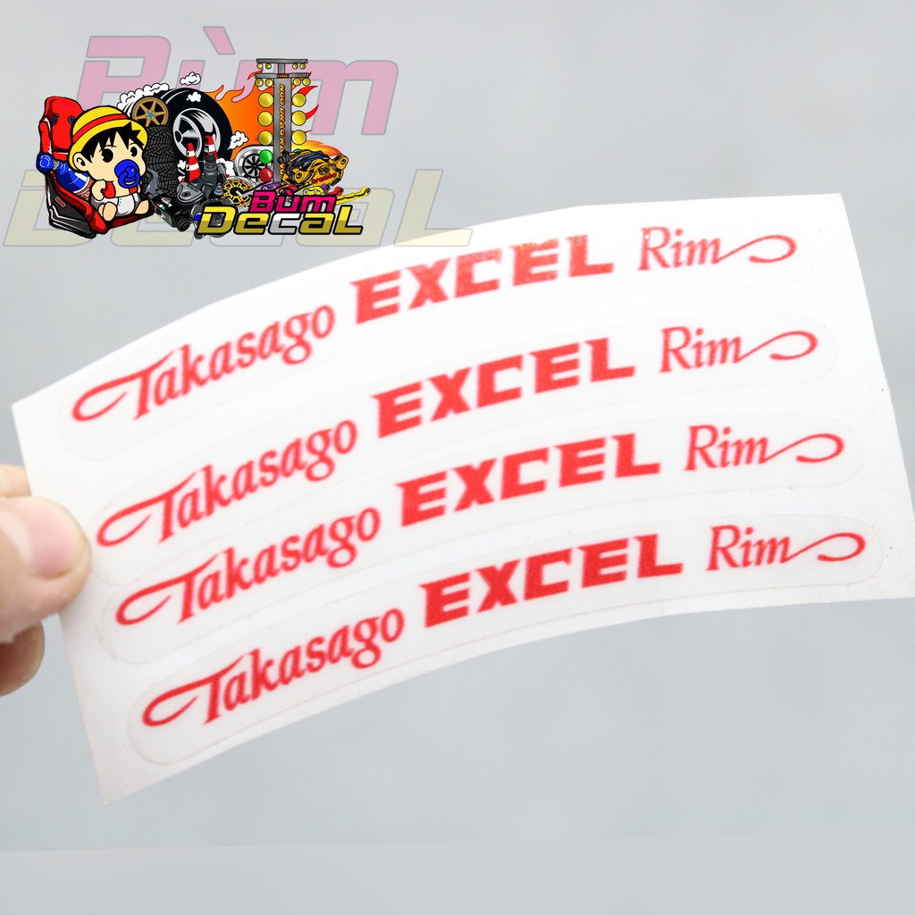 Bộ 4 tem dán niềng EXCEL đỏ