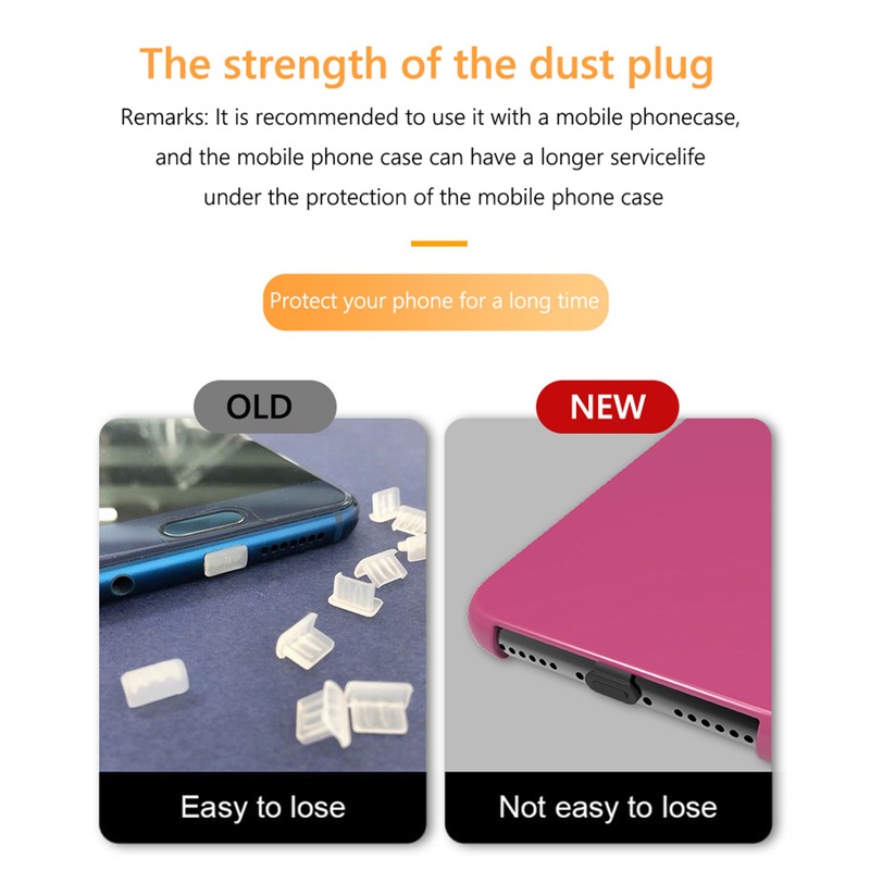 Ốp Điện Thoại Silicone Tích Hợp Cổng Sạc USB Chống Bụi Chống Thấm Nước Chống Mất Cho iPhone Type C &amp; Micro USB