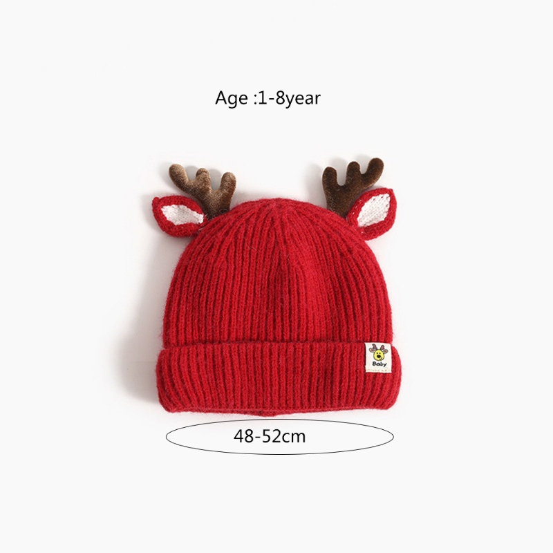 Bộ 3 Món Mũ Beanie + Găng Tay + Khăn Choàng Dài + Nón Len Hình Tuần Lộc Giáng Sinh Dễ Thương Cho Bé