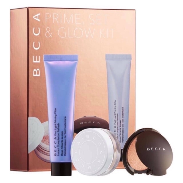 [CÓ SẴN]👑Set trang điểm Becca 3 món👑 Highlight Champange Pop, Primer 15ml, Phấn phủ nước