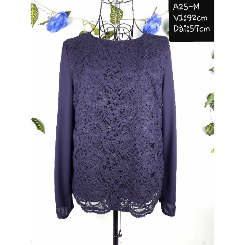 Áo secondhand Nhật, thân trước đắp ren . Nhãn hiệu GLACIER, size M #hàng_si_tuyển #freeshipextra