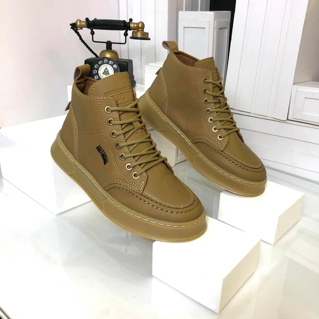Giày Cao Cổ Nam ⚜️𝑭𝑹𝑬𝑬𝑺𝑯𝑰𝑷⚜️ -  Da Thật Hàng Siêu Đẹp - Hàng Nhập Quảng Châu - SNK8103 Màu Nâu Rêu | BigBuy360 - bigbuy360.vn