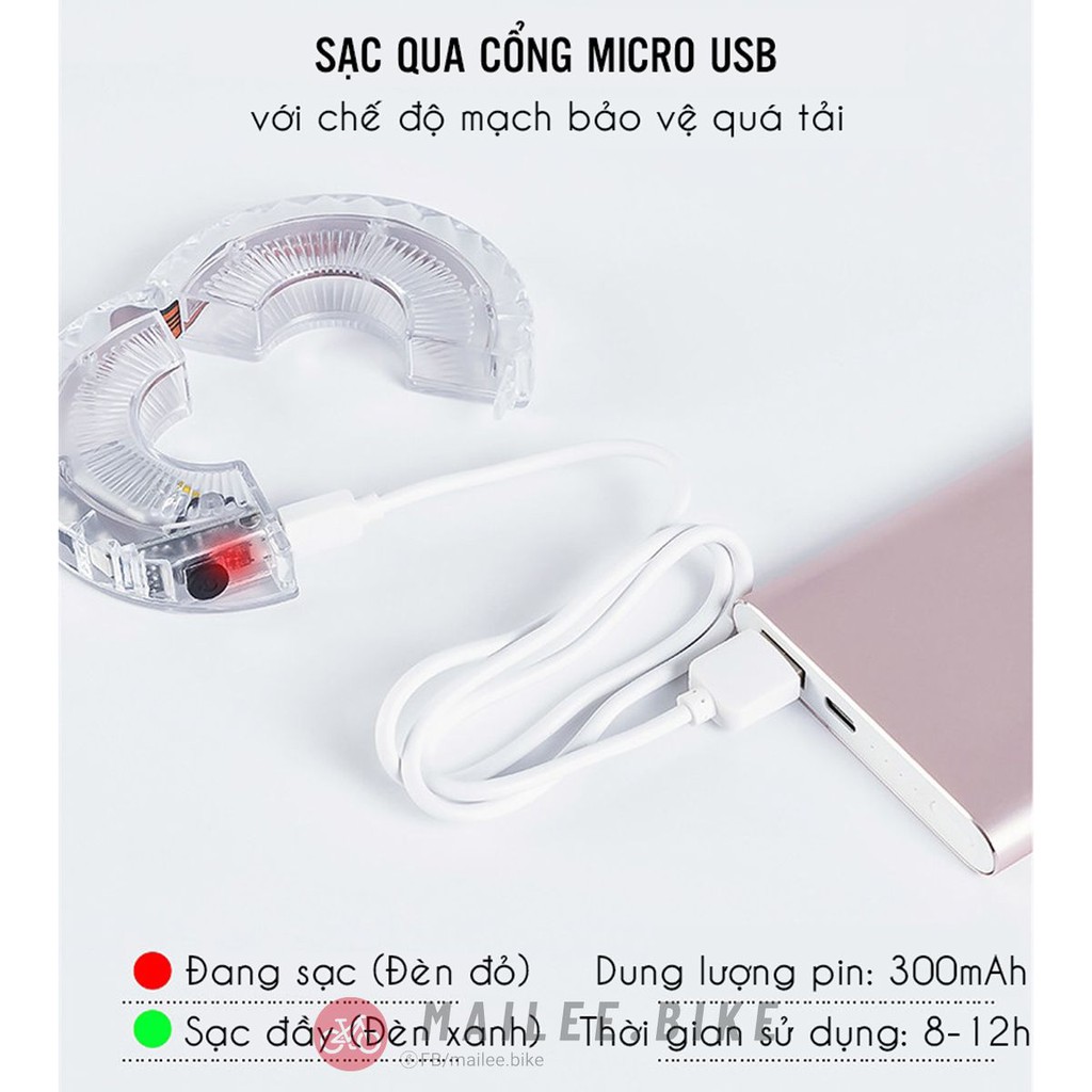 Đèn Led Xe Đạp Trẻ Em Gắn Trang Trí Trục Xe Đạp Sạc Điện Usb Chống Nước Cao Cấp Nhiều Chế Độ Sáng Nổi Bật