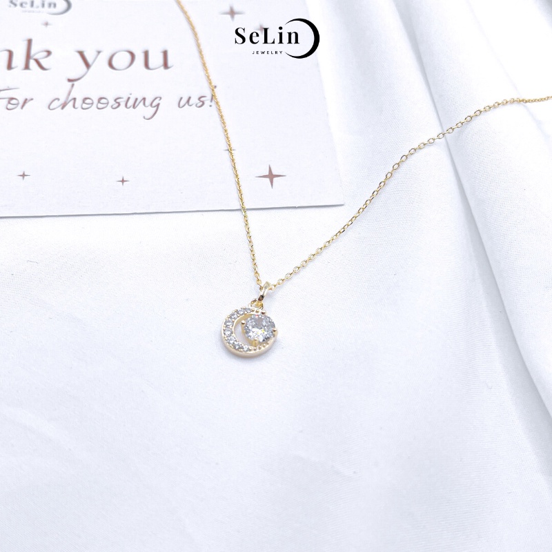 Dây chuyền bạc nữ 925 Moon and Sun đính đá cao cấp SELIN JEWELRY - 0007