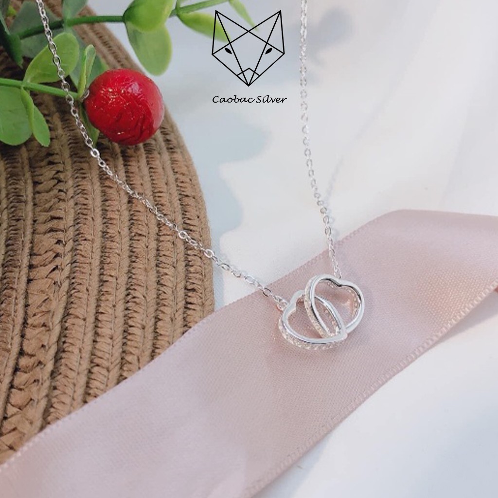 Dây Chuyền Bạc Nữ S925 Caobac Silver Hoạ Tiết Tim Lồng Tim Phong Cách Đơn Giản Tinh Tế