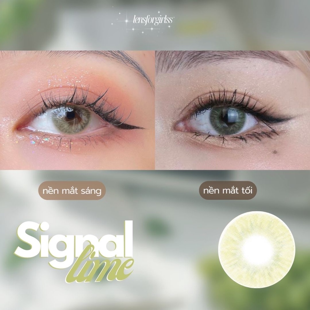 Kính áp tròng rêu ánh vàng SIGNAL LIME - Made in Korea | HSD 3-6 tháng | Lens cận