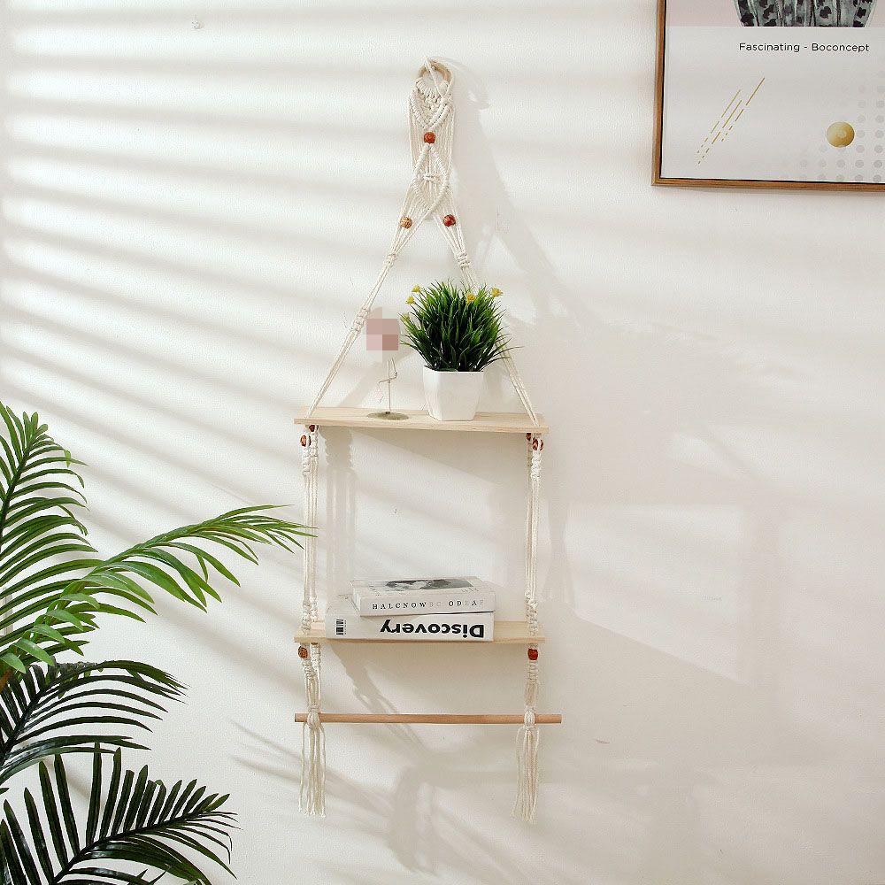 PINEVN Giá Đỡ Chậu Hoa Bằng Dây Thừng Cotton Treo Tường Trang Trí