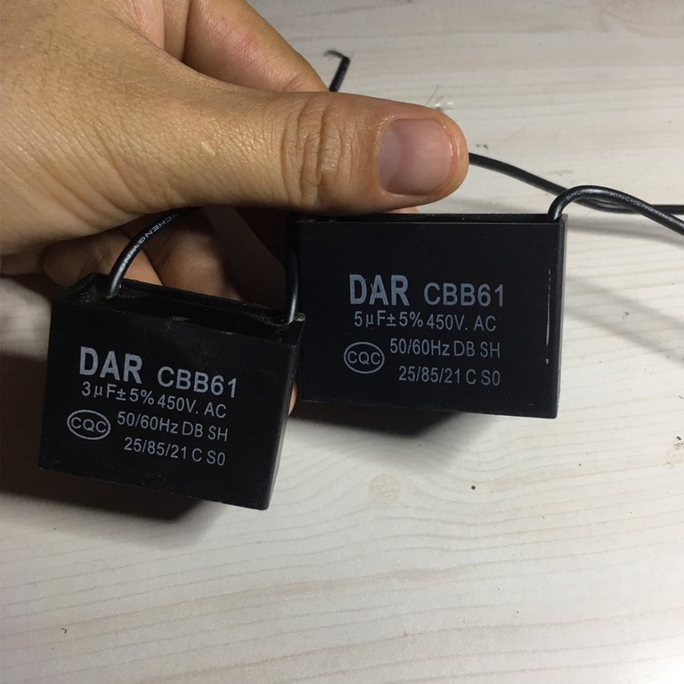 Tụ Quạt Điện Dung 3u và 5u Cho Quạt - Máy Bơm - Quạt Điều Hòa -  Quạt Hơi Nước - Hãng DAR