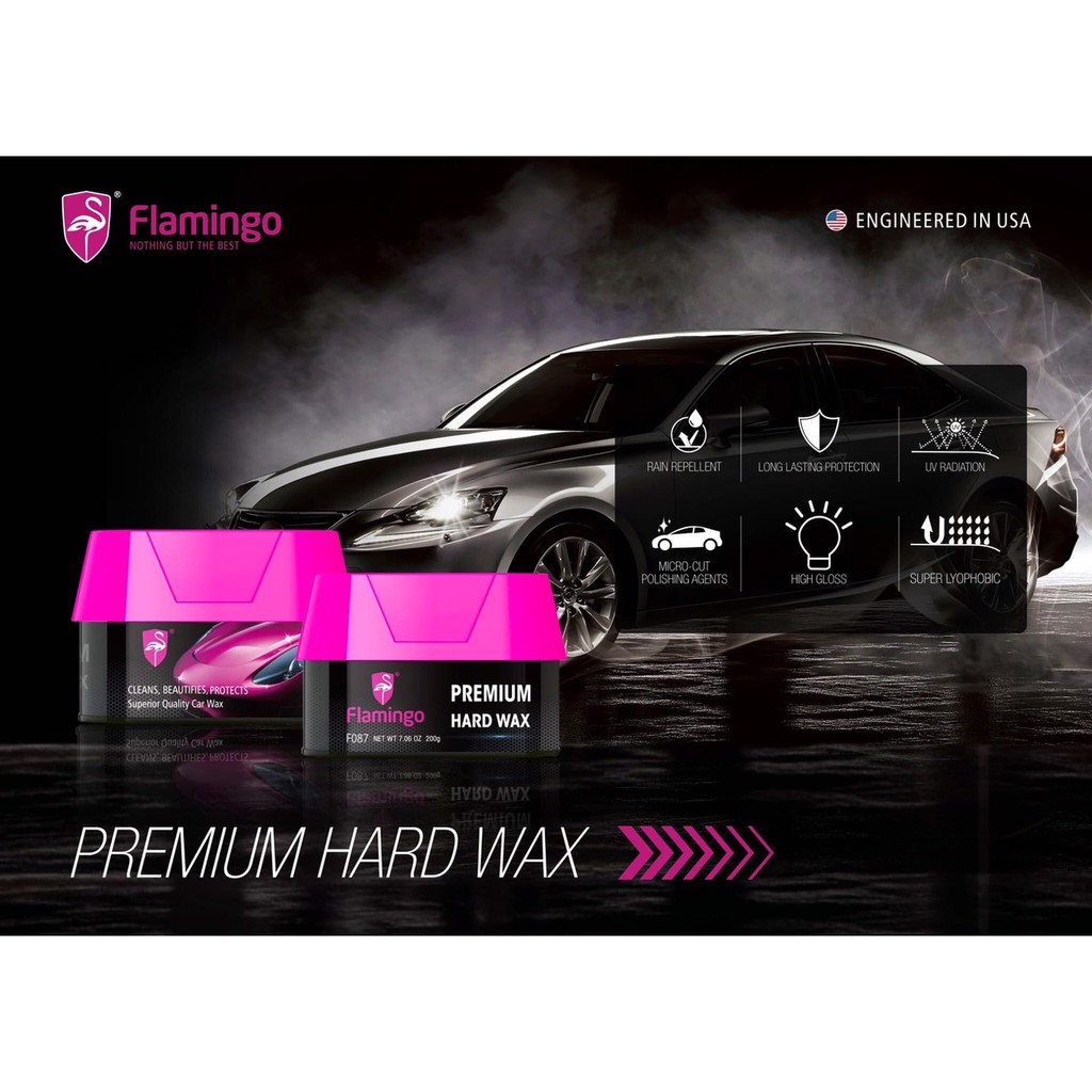 Wax Premium Nano Sáp Cứng Cao Cấp Phủ Bóng Bảo Vệ Sơn Xe Flamingo F087 200g - Hãng Phân Phối Chính Thức