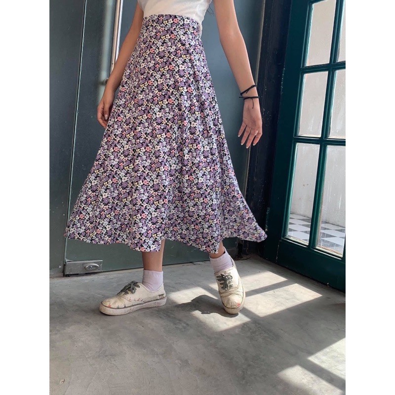VÁY HOA NHÍ DÁNG DÀI MIDI ULZZANG ( hình thật/ sẵn)