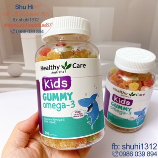 Kẹo gum mềm omega 3 cho bé từ 2 tuổi healthy care kids gummy omega 3 250 viên úc, giúp bé sáng mắt, thông minh